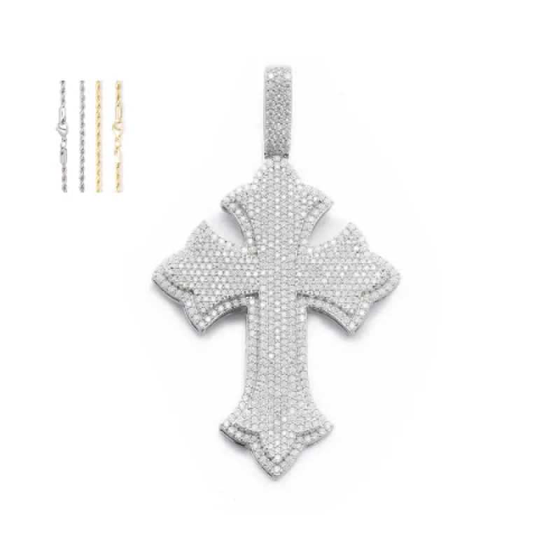 Large Diamond Gothic Cross Pendant sold by Ghetluxe