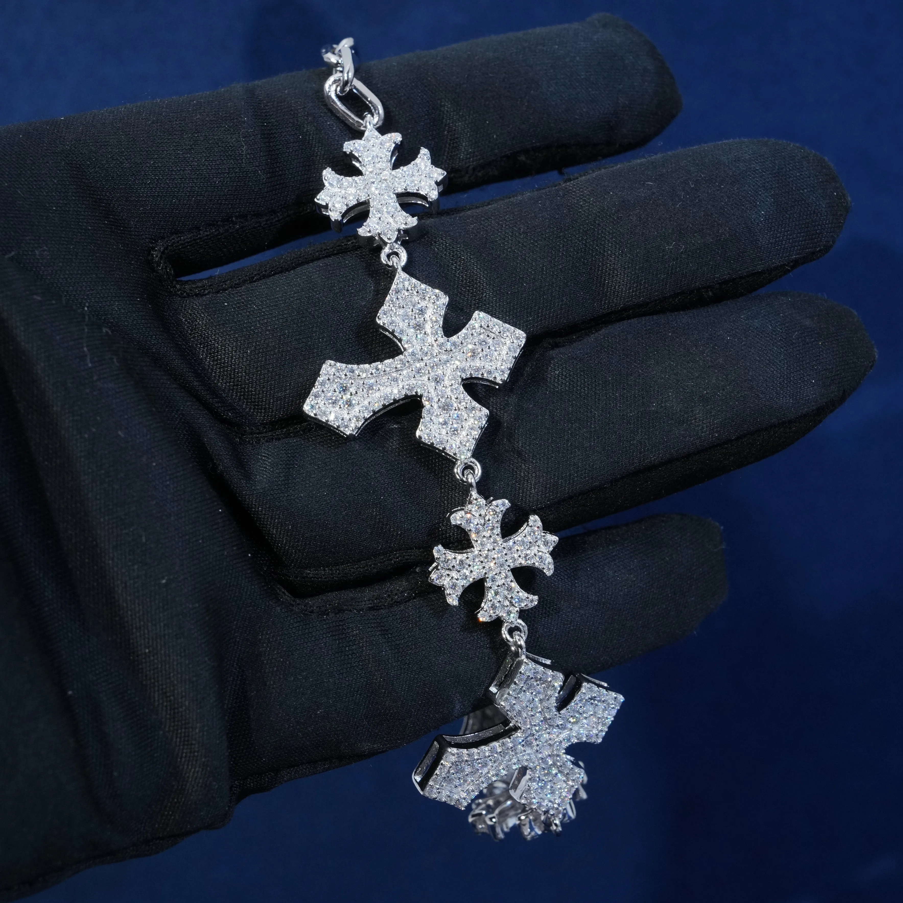 Baguette Moissanite Seven Cross Bracelet 8" 70% OFF sold by Ghetluxe product image thumbnail 2