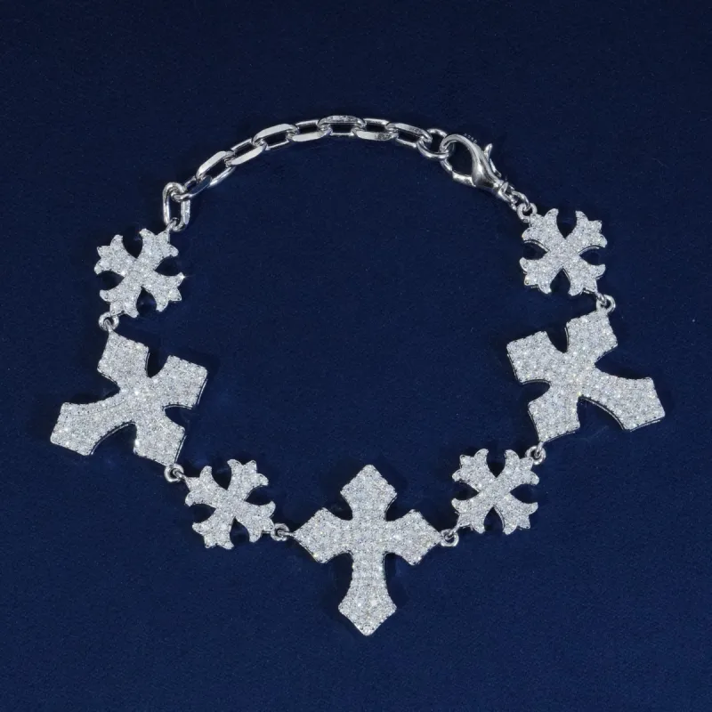 Baguette Moissanite Seven Cross Bracelet 8" 70% OFF sold by Ghetluxe