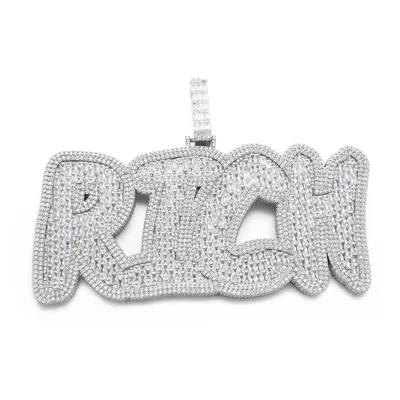 Baguette Groovy Custom Letter Pendant sold by Ghetluxe