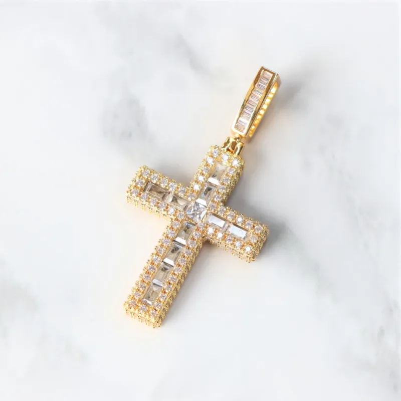 Baguette Cross Pendant Necklace sold by Ghetluxe