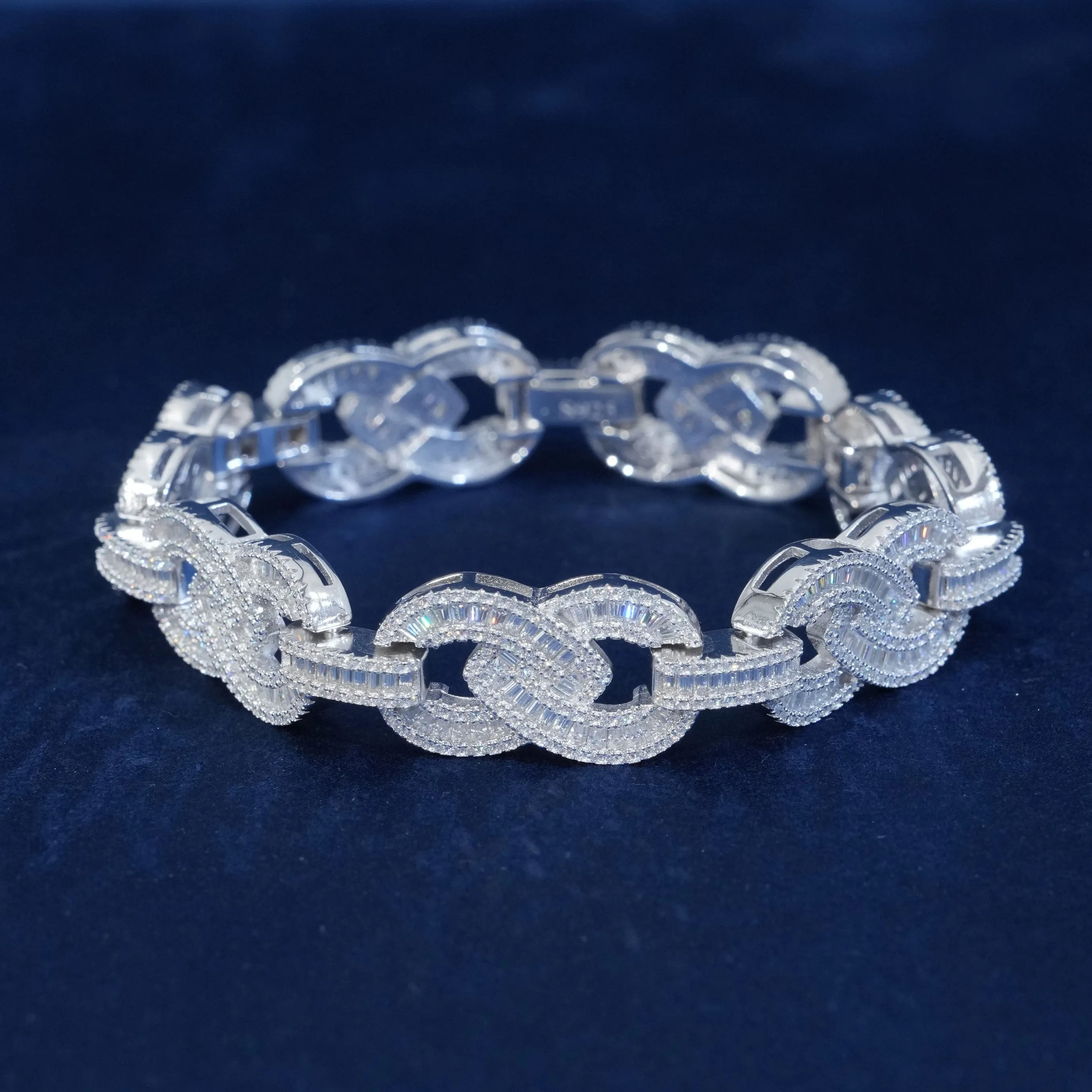 Baguette Moissanite Link Bracelet sold by Ghetluxe