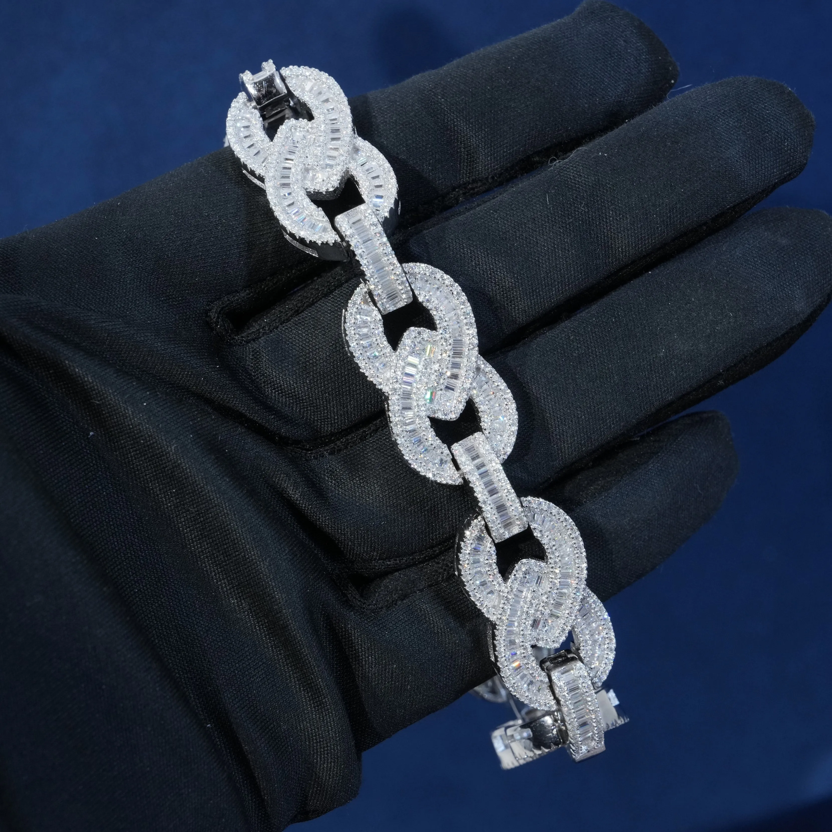 Baguette Moissanite Link Bracelet sold by Ghetluxe product image thumbnail 2