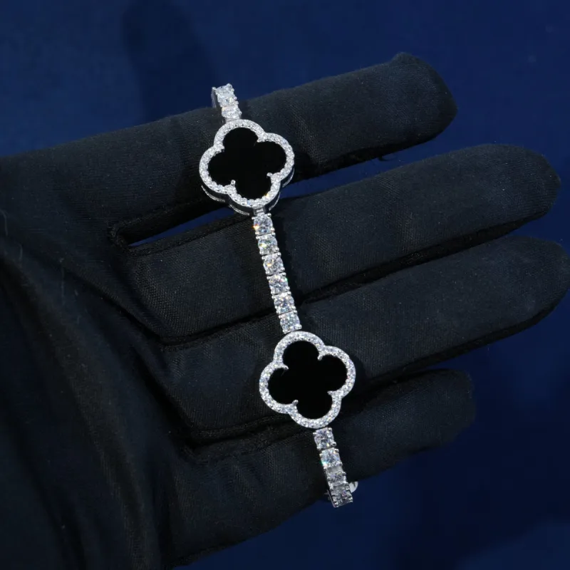 Black Clover Moissanite Tennis Bracelets sold by Ghetluxe