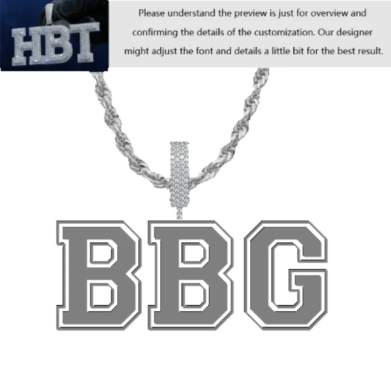 VVS Moissanite Custom Name Pendant in Sterling Silver sold by Ghetluxe