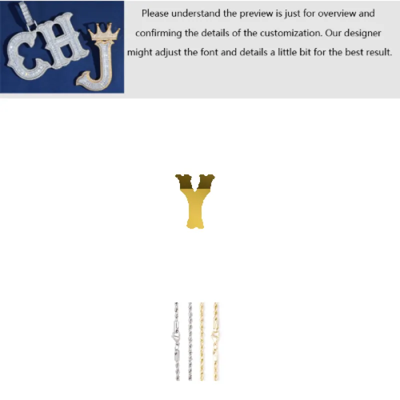 Western Font Custom Baguette Letter Pendant sold by Ghetluxe