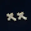 Diamond Cross Stud Earrings sold by Ghetluxe