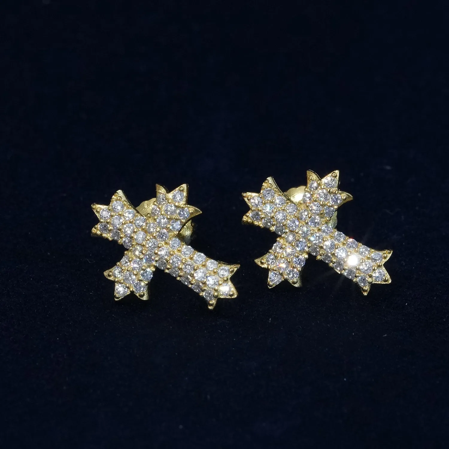 Diamond Cross Stud Earrings sold by Ghetluxe product image thumbnail 2