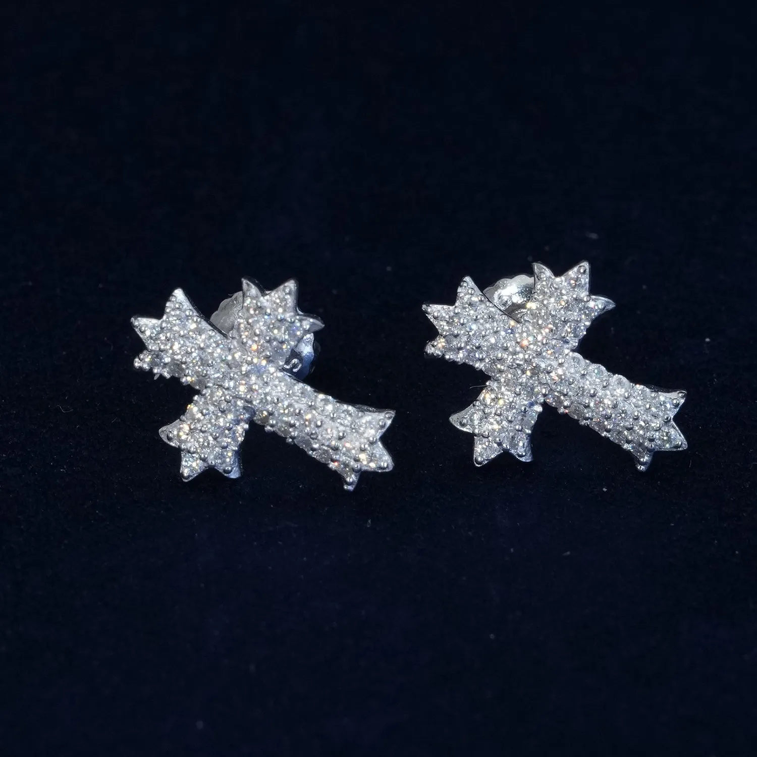 Diamond Cross Stud Earrings sold by Ghetluxe