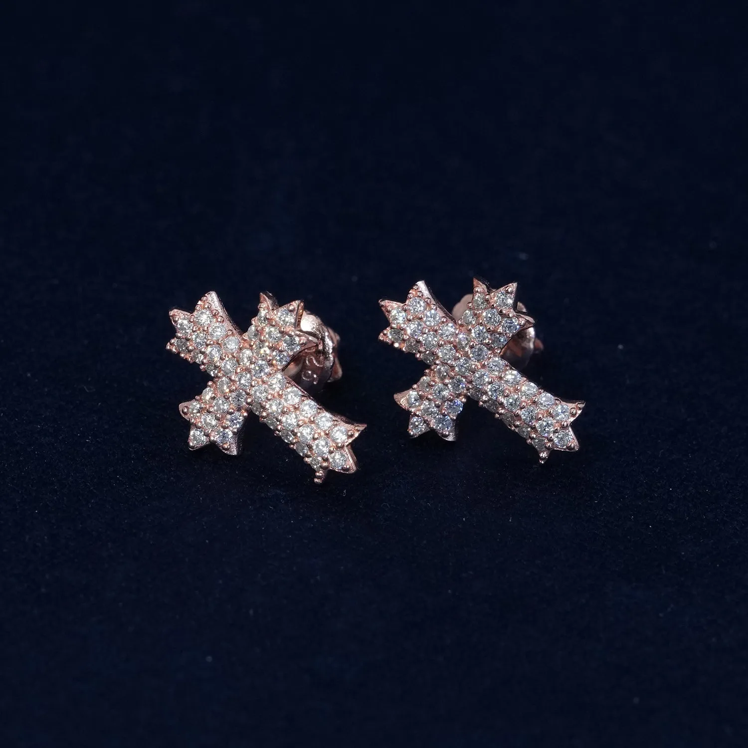 Diamond Cross Stud Earrings sold by Ghetluxe product image thumbnail 3