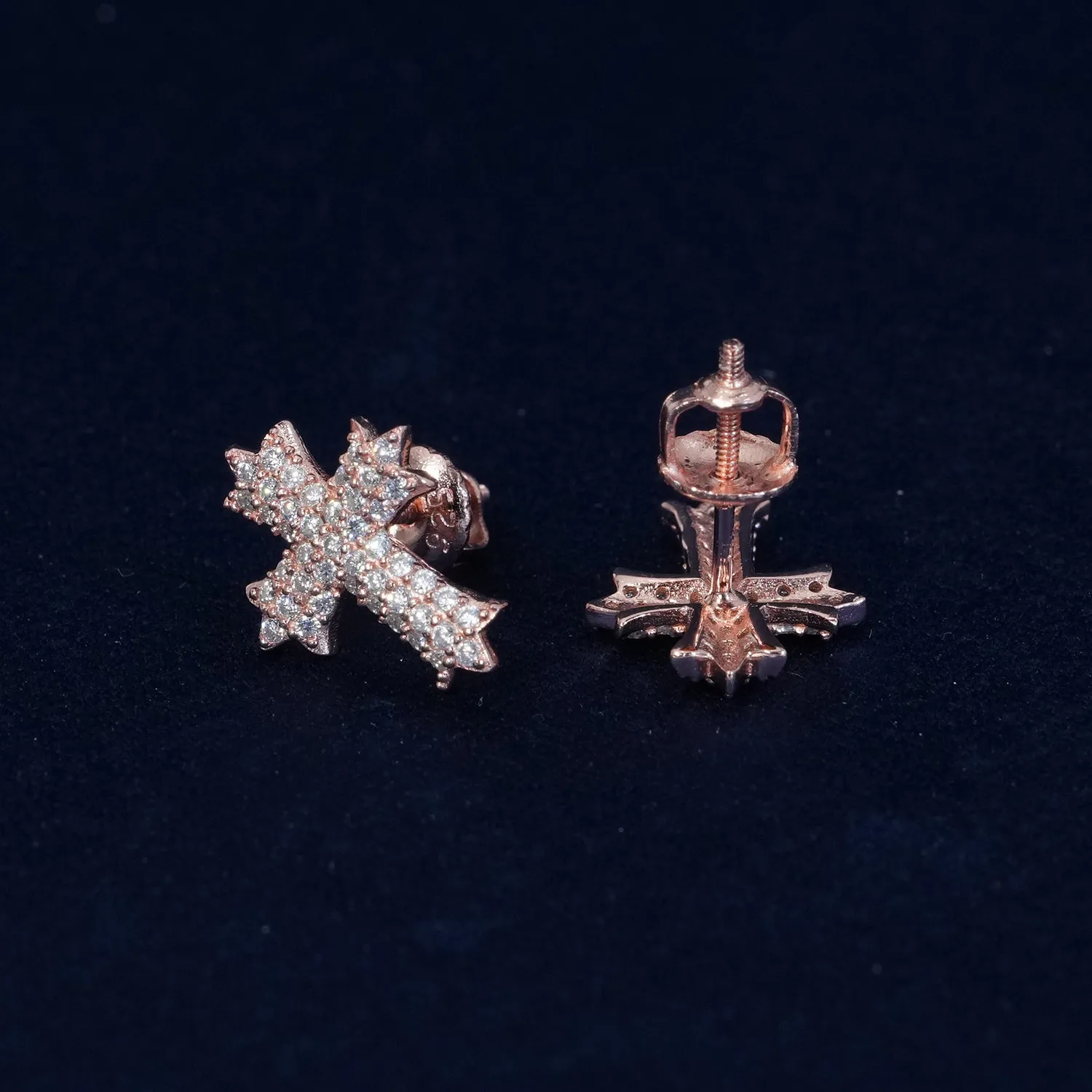 Diamond Cross Stud Earrings sold by Ghetluxe product image thumbnail 4