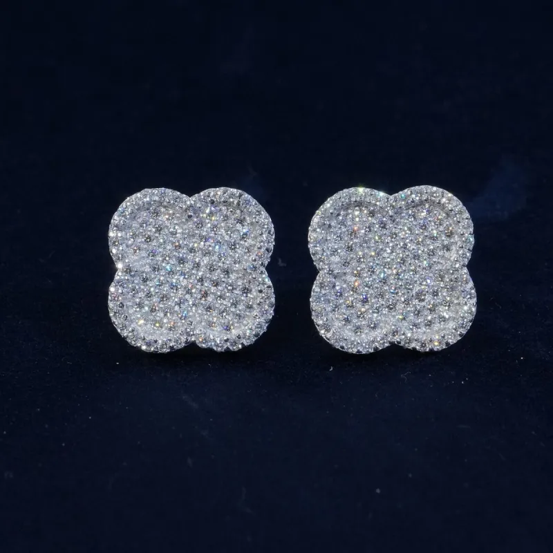 Diamond Clover Stud Earrings sold by Ghetluxe