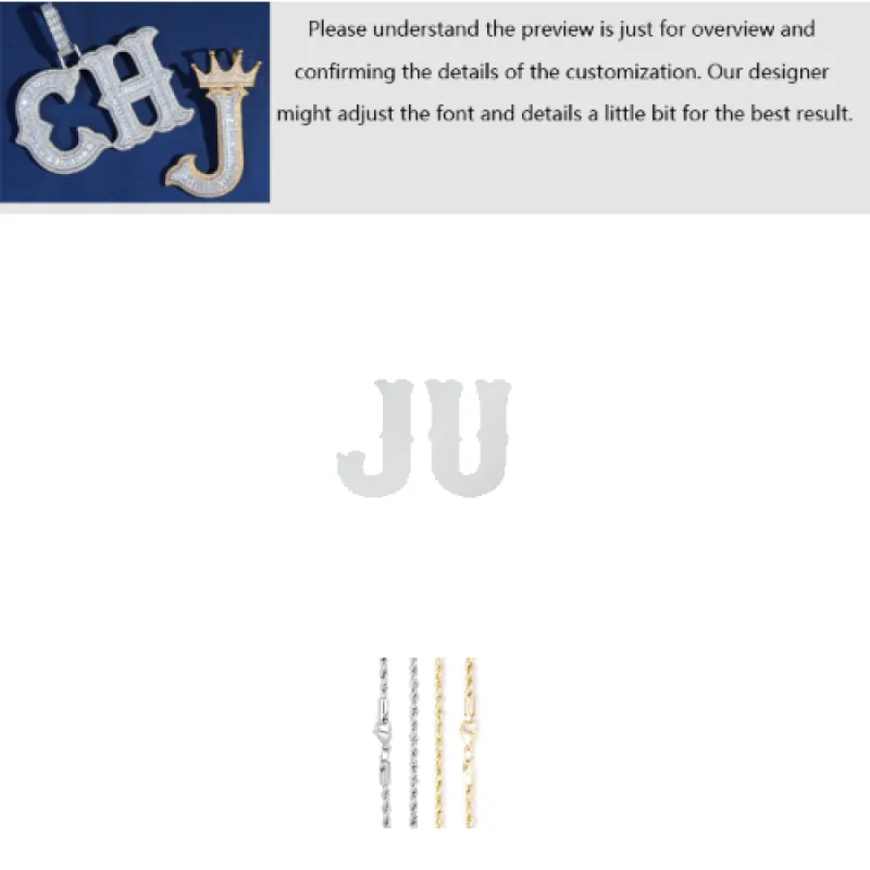 Western Font Custom Baguette Letter Pendant sold by Ghetluxe