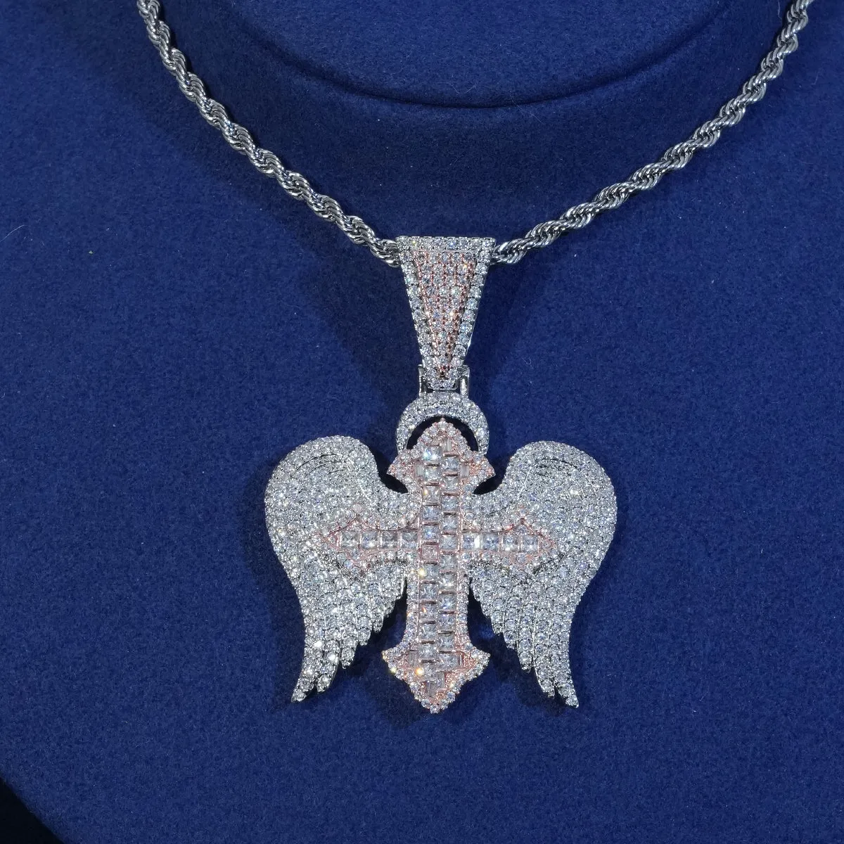 Diamond Wings Asscher Cut Cross Pendant sold by Ghetluxe product image thumbnail 2