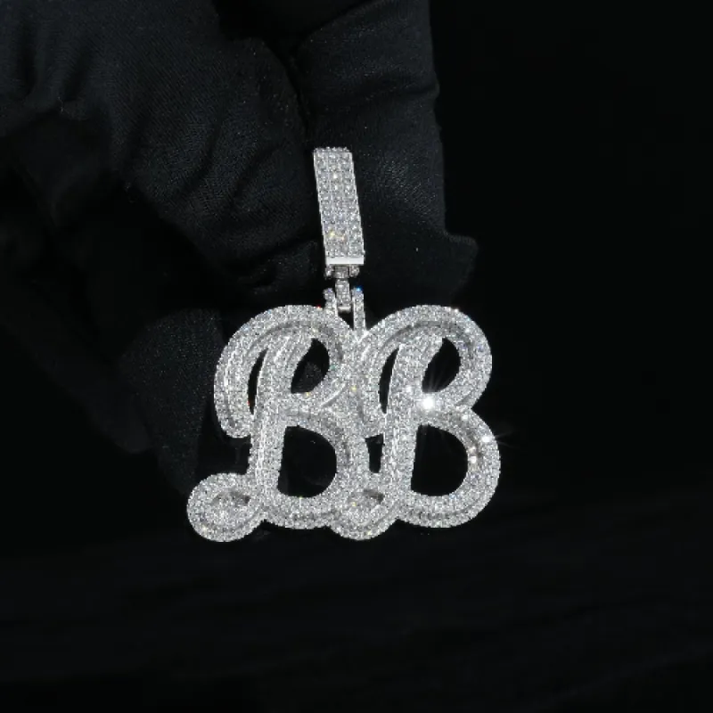 Moissanite S925 Script Custom Pendant sold by Ghetluxe