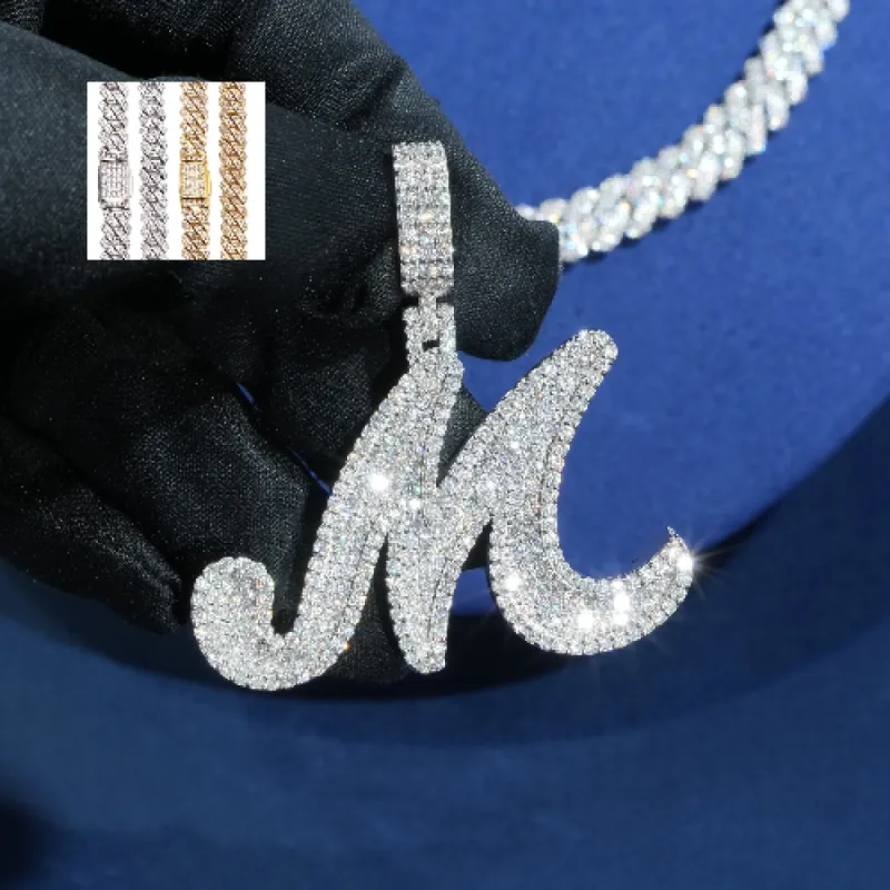 Diamond Groovy Initial Pendant sold by Ghetluxe