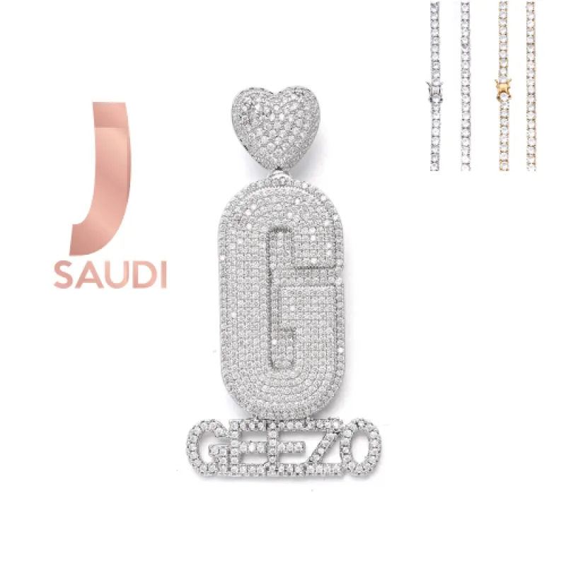 Diamond Custom Monogram Name Pendant sold by Ghetluxe