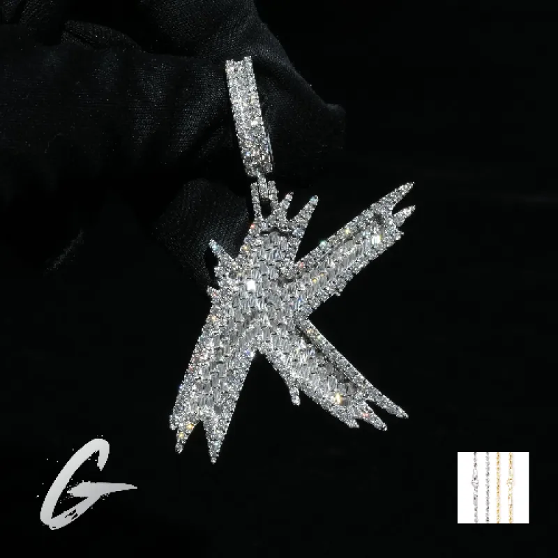 Baguette Trendy Initial Pendant made by Ghetluxe