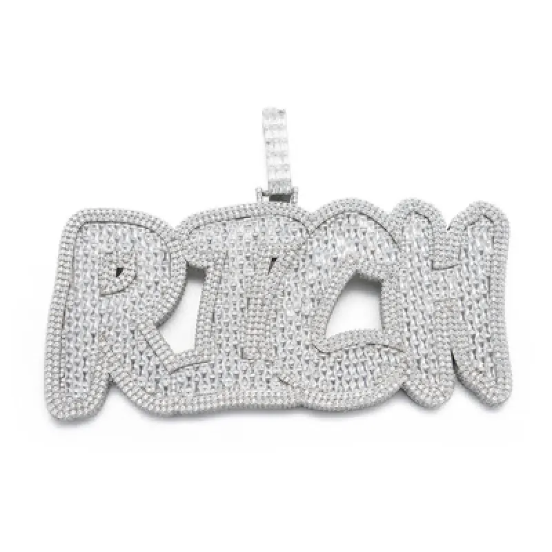 Baguette Groovy Custom Letter Pendant sold by Ghetluxe