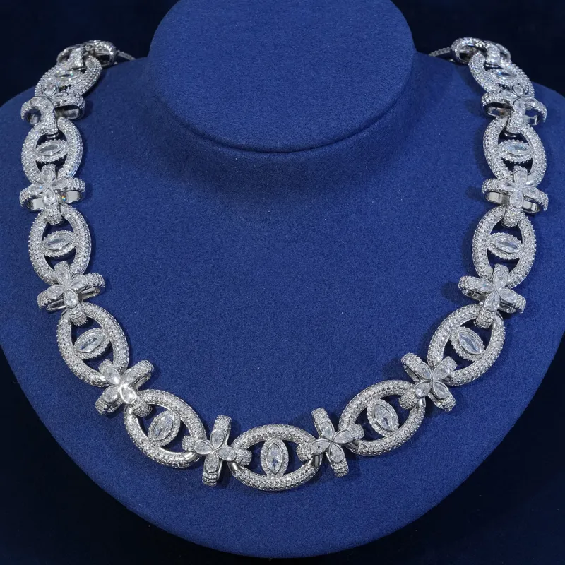 18mm Diamond Cross Evil Eye Link Chain sold by Ghetluxe
