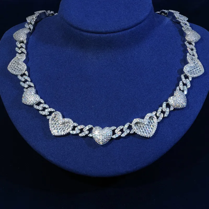 13MM Diamond Baguette Heart Necklace sold by Ghetluxe