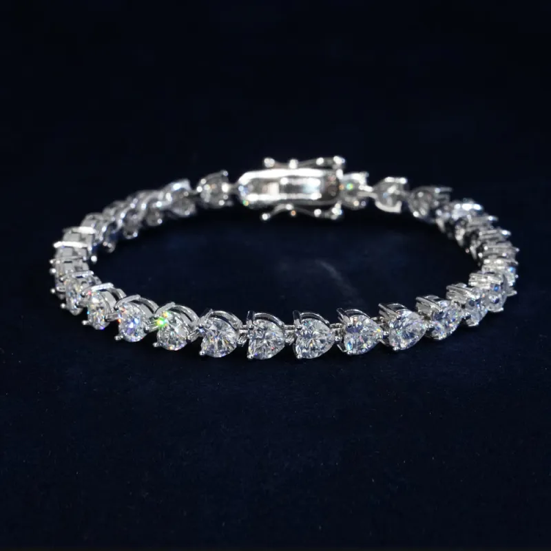 5mm Heart Cut Moissanite Tennis Bracelet sold by Ghetluxe