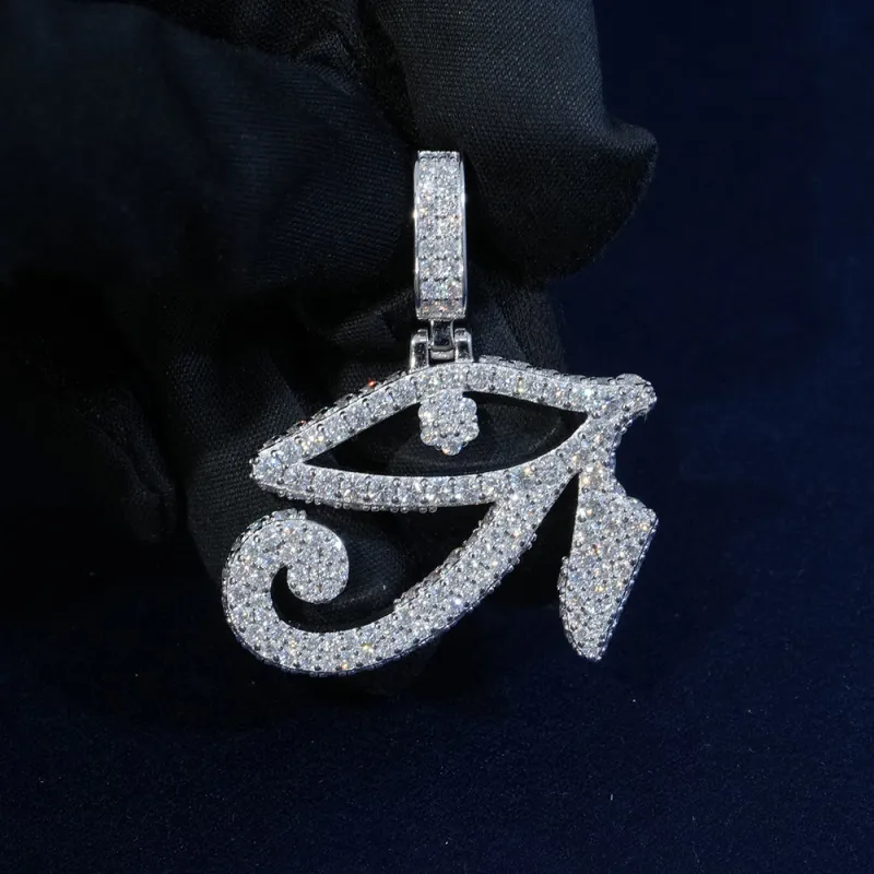 Moissanite Eye Of Horus Pendant In Sterling Silver sold by Ghetluxe