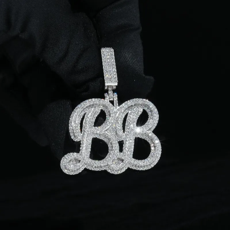 Moissanite S925 Script Custom Pendant sold by Ghetluxe