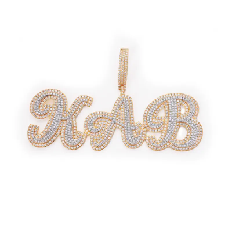 Custom Two-Tone Uppercase Letter Pendant sold by Ghetluxe