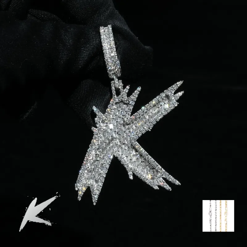 Baguette Trendy Initial Pendant sold by Ghetluxe