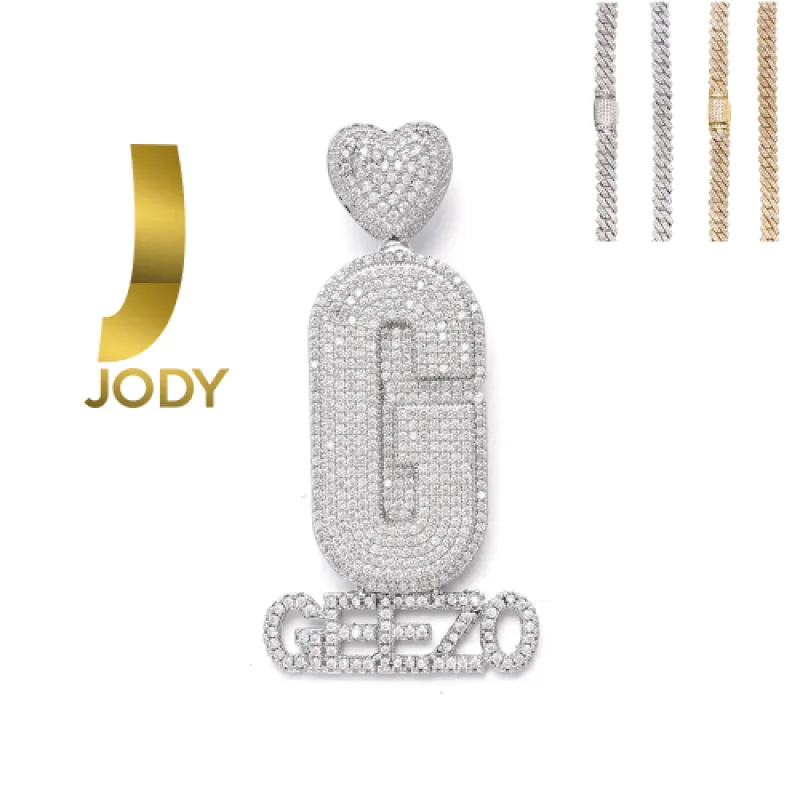 Diamond Custom Monogram Name Pendant sold by Ghetluxe