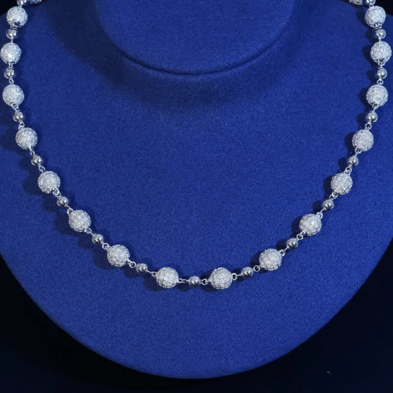 8mm Moissanite Beads Link Chain sold by Ghetluxe