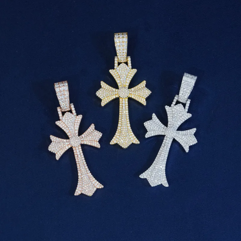 Moissanite Diamond Gothic Cross Pendant sold by Ghetluxe