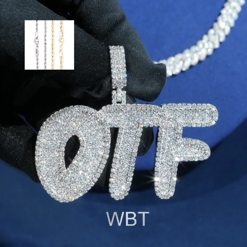 Diamond Groovy Letter Custom Pendant sold by Ghetluxe