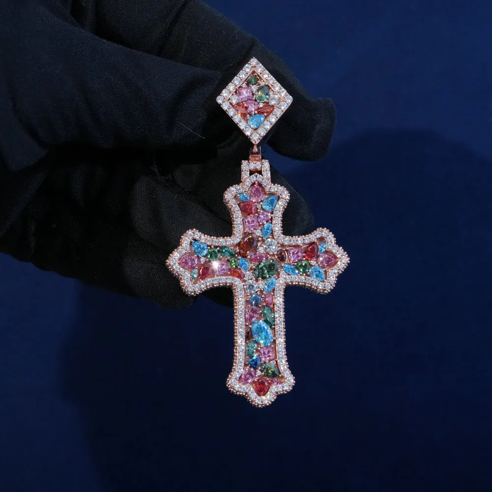 Moissanite Colorful Cross Pendant sold by Ghetluxe product image thumbnail 3