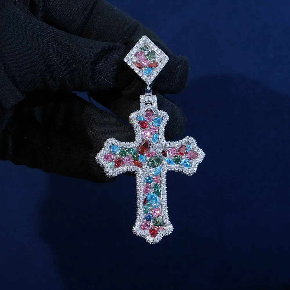 Moissanite Colorful Cross Pendant sold by Ghetluxe product image thumbnail 2