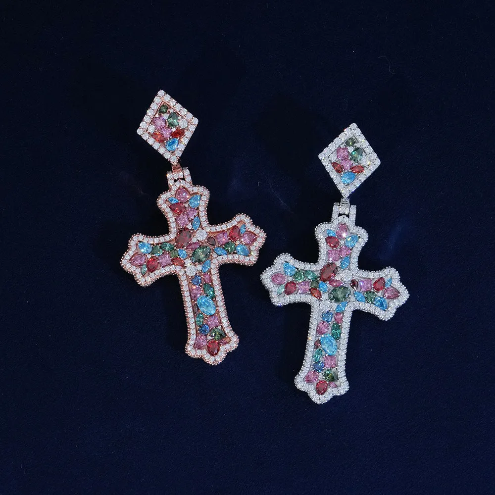 Moissanite Colorful Cross Pendant sold by Ghetluxe
