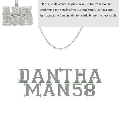 Custom Baguette Name Pendant Glow in the Dark sold by Ghetluxe