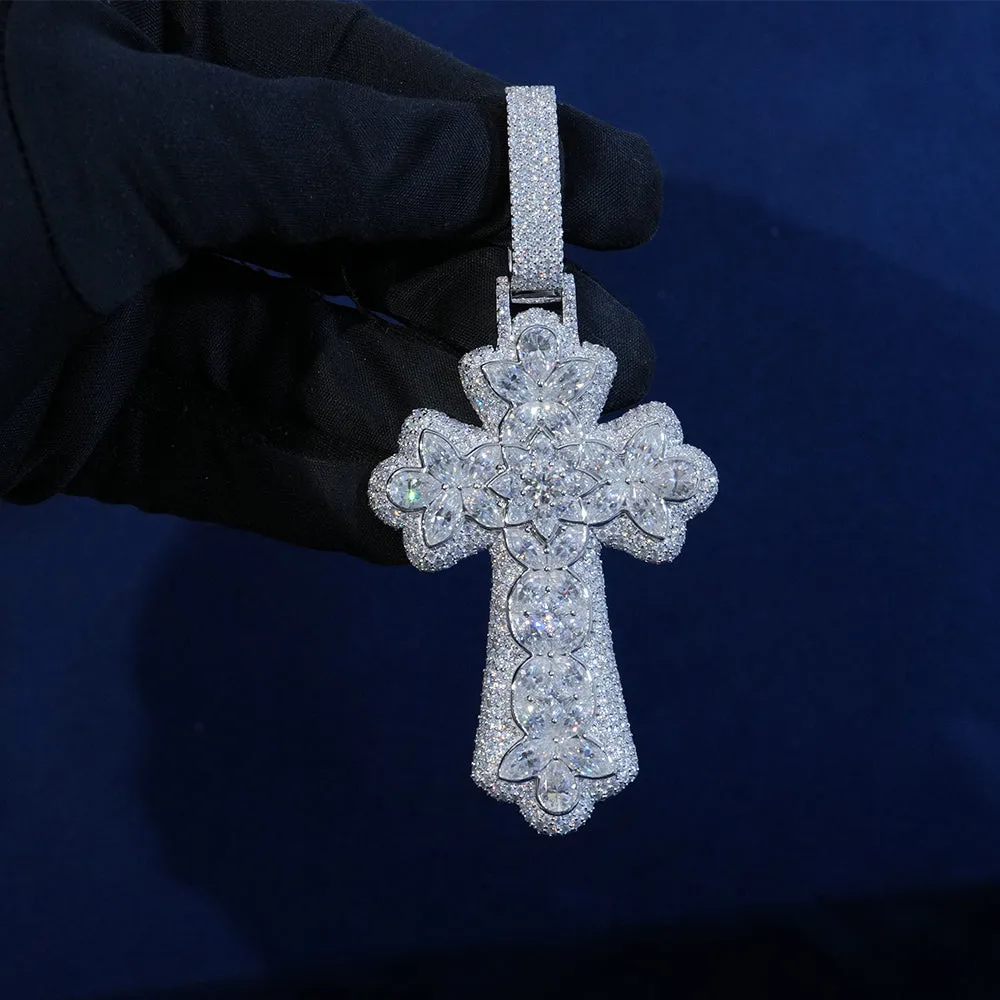 Moissanite Mix Cut Cross Pendant sold by Ghetluxe product image thumbnail 2