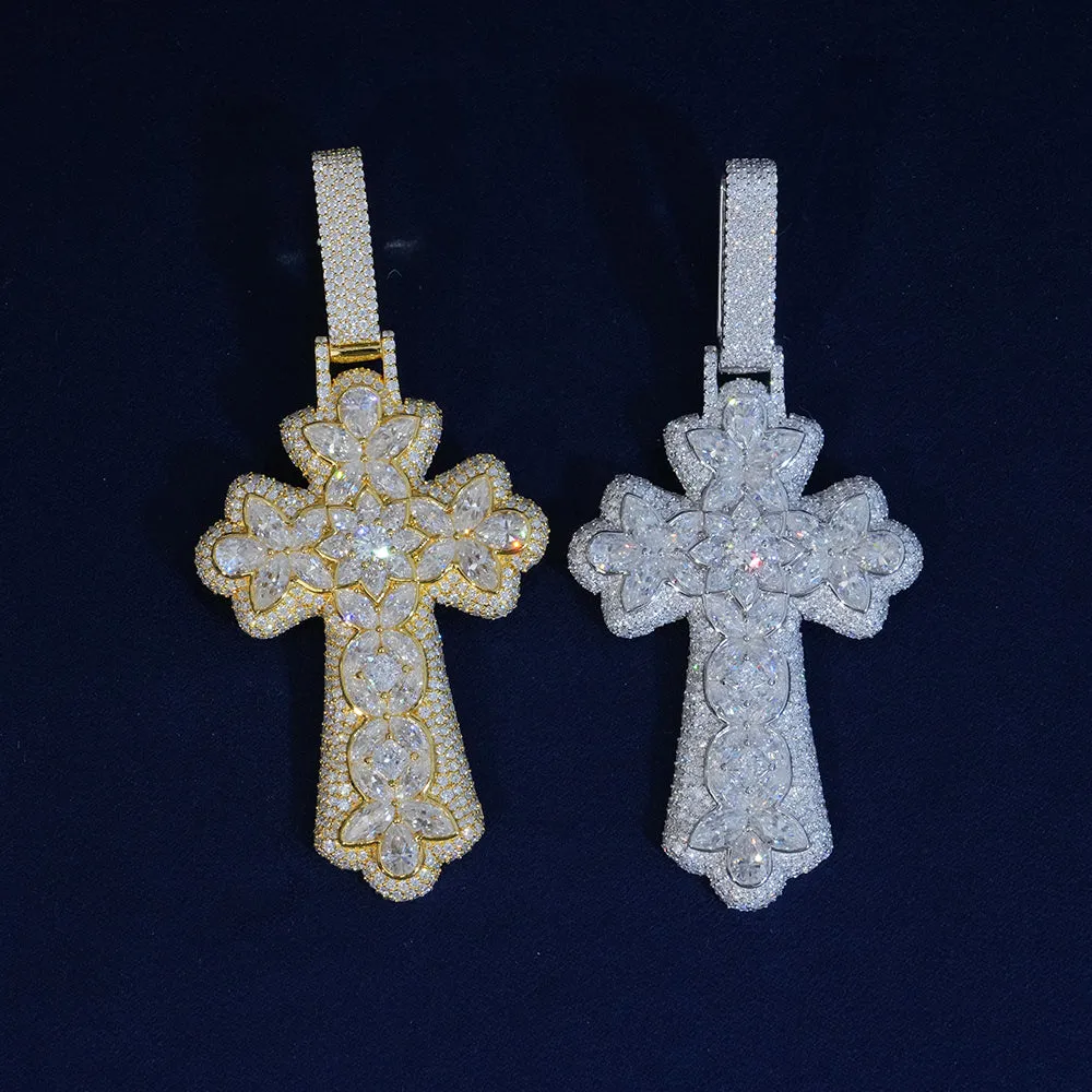 Moissanite Mix Cut Cross Pendant sold by Ghetluxe