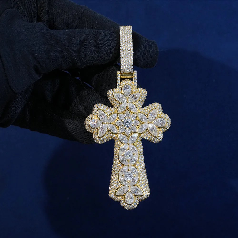 Moissanite Mix Cut Cross Pendant sold by Ghetluxe product image thumbnail 4