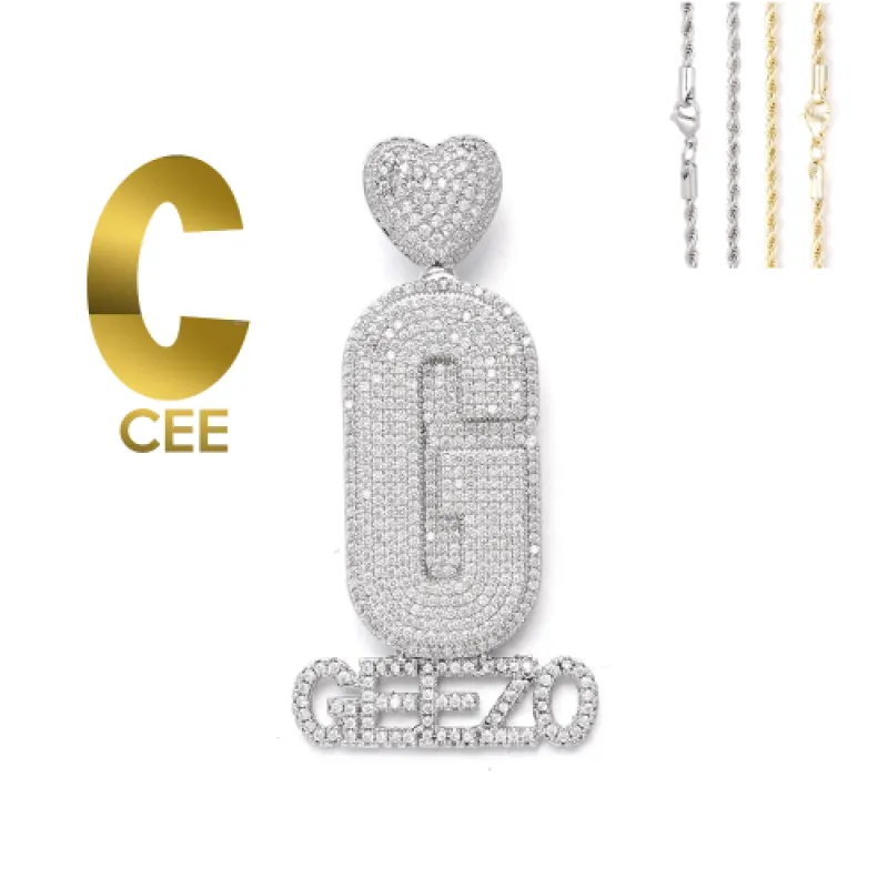 Diamond Custom Monogram Name Pendant sold by Ghetluxe