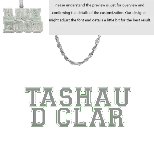 Custom Baguette Name Pendant Glow in the Dark sold by Ghetluxe