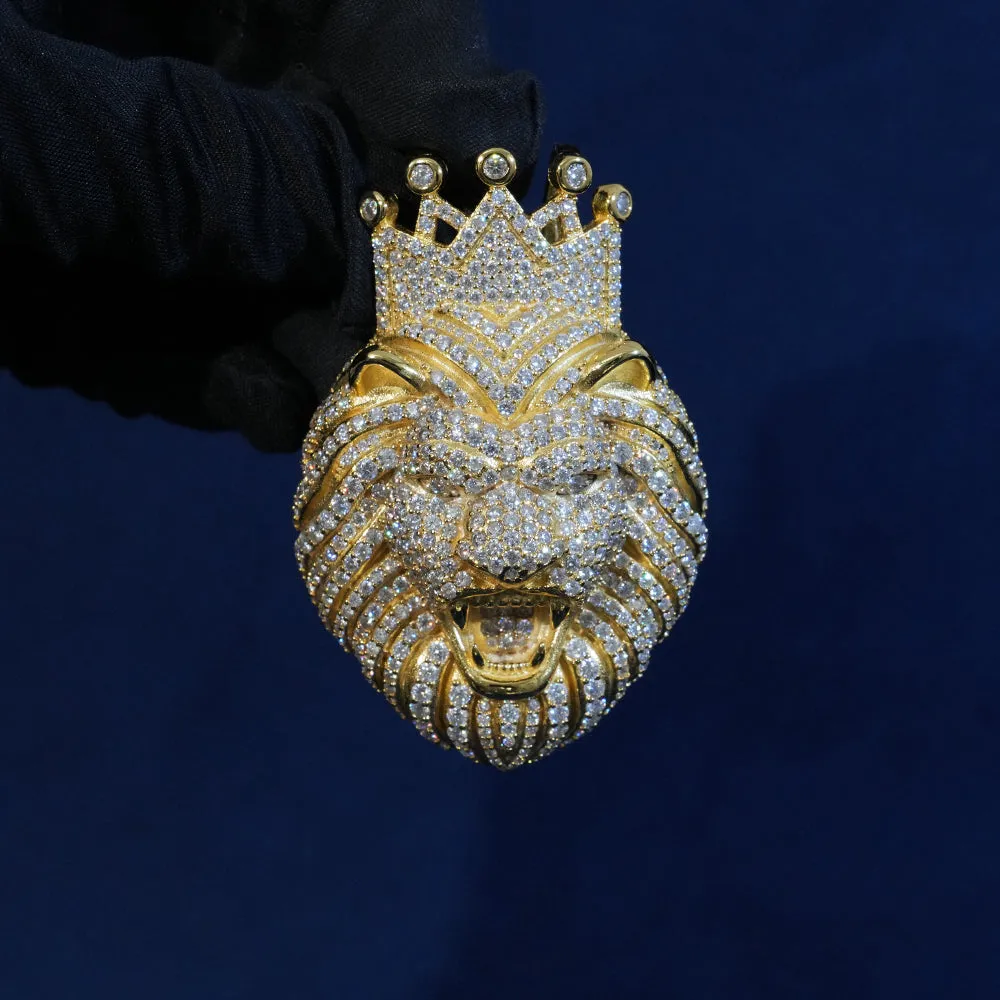 Moissanite Crown Lion Pendant sold by Ghetluxe