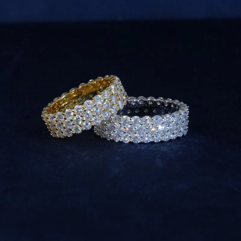 Moissanite Diamond 3-Row Ring sold by Ghetluxe