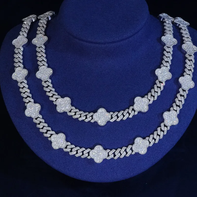 8mm Diamond Clover Prong Cuban Chain sold by Ghetluxe