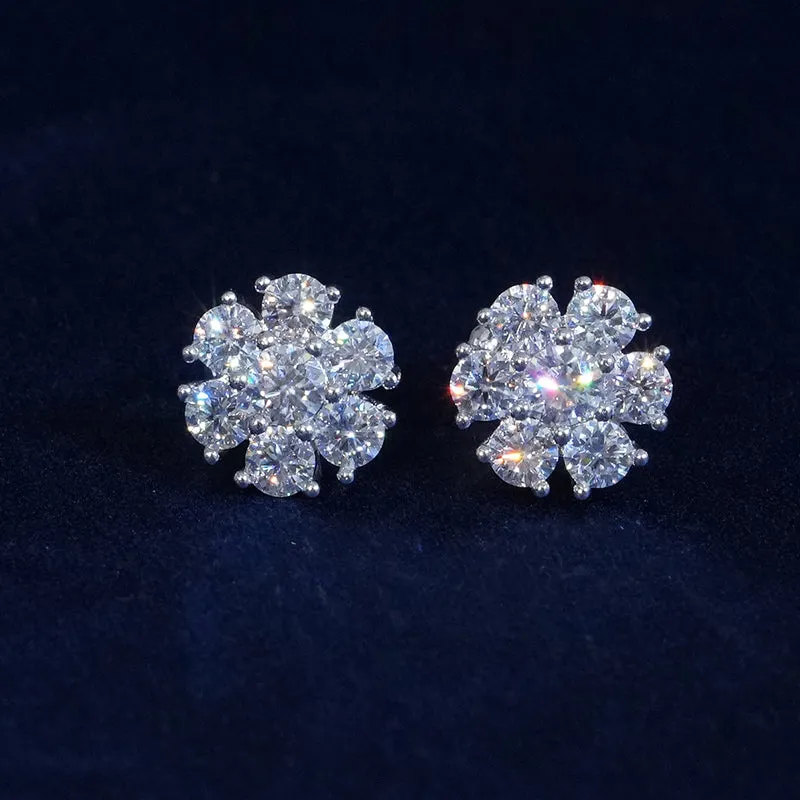 Moissanite 11MM Sparkling Flower Stud Earrings sold by Ghetluxe