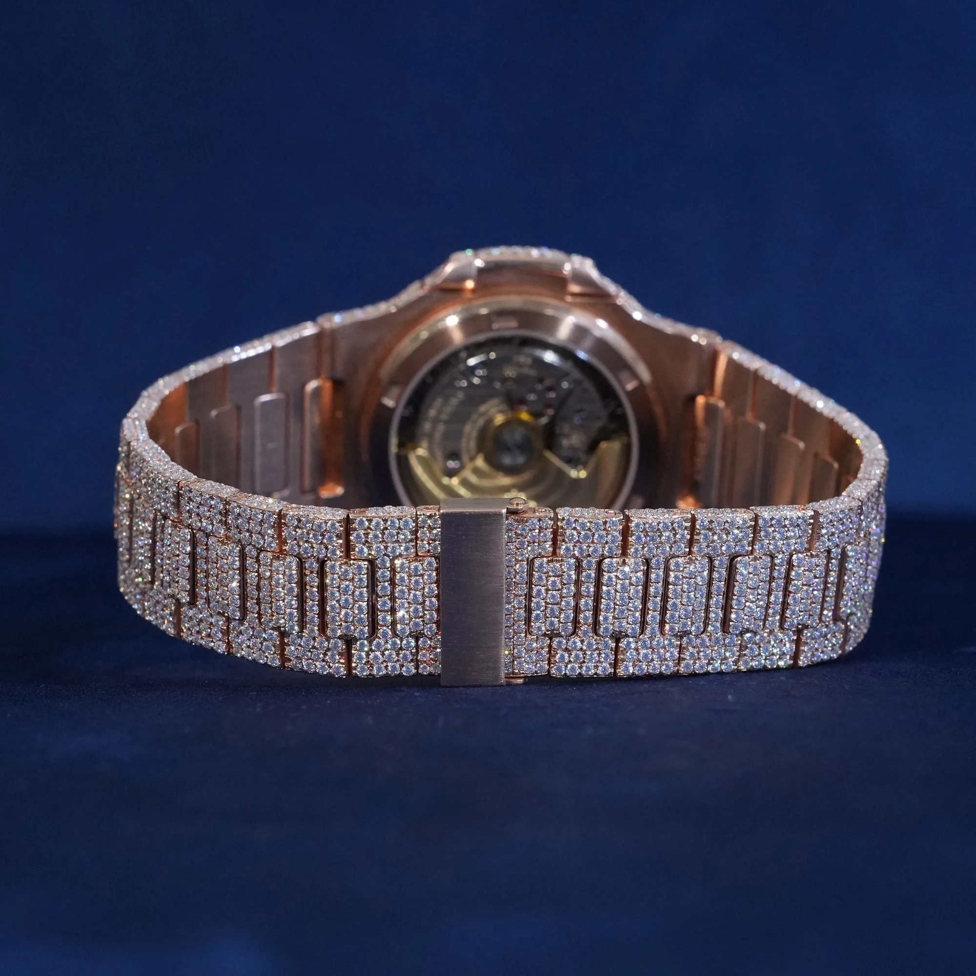 Moissanite Iced Cushion Dial Watch In Rose Gold sold by Ghetluxe product image thumbnail 3