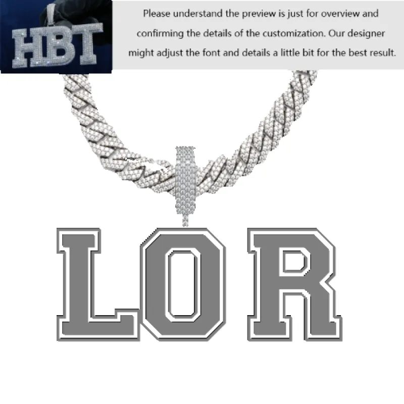 VVS Moissanite Custom Name Pendant in Sterling Silver sold by Ghetluxe