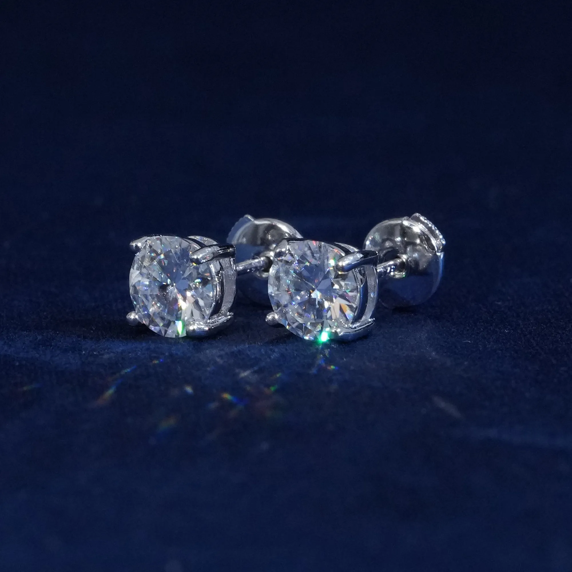1 Carat Round Cut Moissante Earrings sold by Ghetluxe product image thumbnail 3